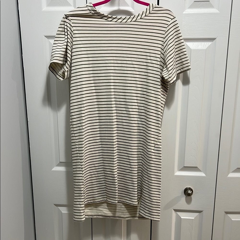 Buffalo David Bitton Olive and Cream Striped Dress